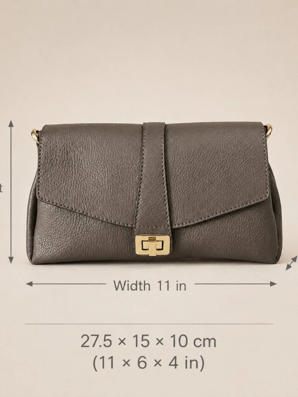 Taupe Italian Leather Crossbody Bag, Structured Shoulder Purse, Genuine Leather
